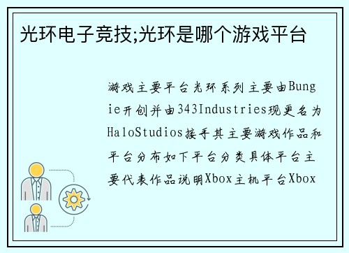 光环电子竞技;光环是哪个游戏平台